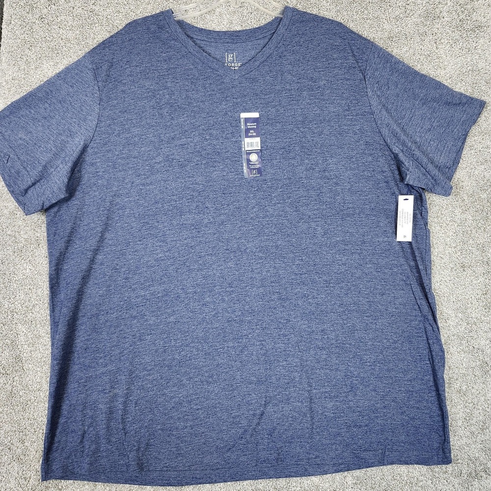 George Shirt Mens 3XL Storm Blue Heather V-Neck Moisture Wicking Jersey Tee